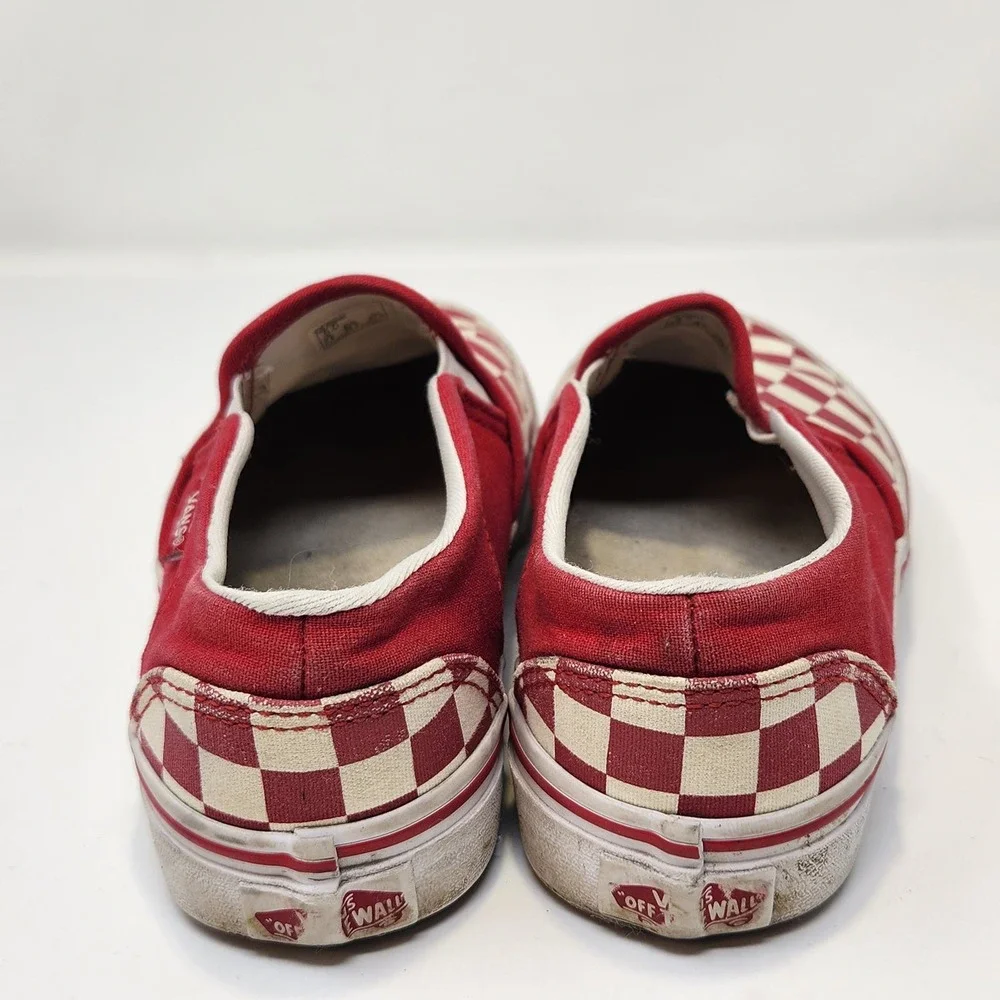 Vans Red and White Checkered Athletic Shoes - Picture 8 of 10